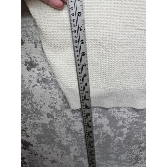 Maeve Anthropologie Cream Waffle Knit V Neck Back Cross Back Sweater Medium - Picture 8 of 15